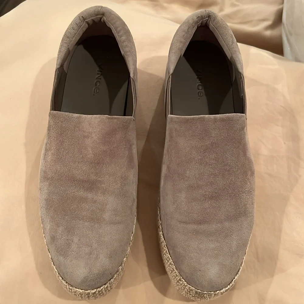 VINCE Suede and Woven Platform Sneakers